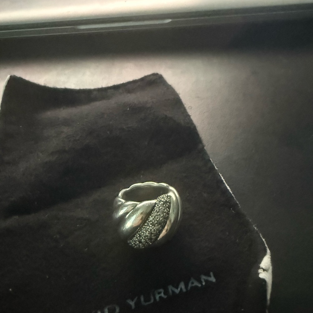 David Yurman Silver and Sapphire Cable Ring